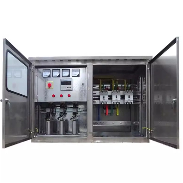 Outdoor steel frame canopy electrical distribution box